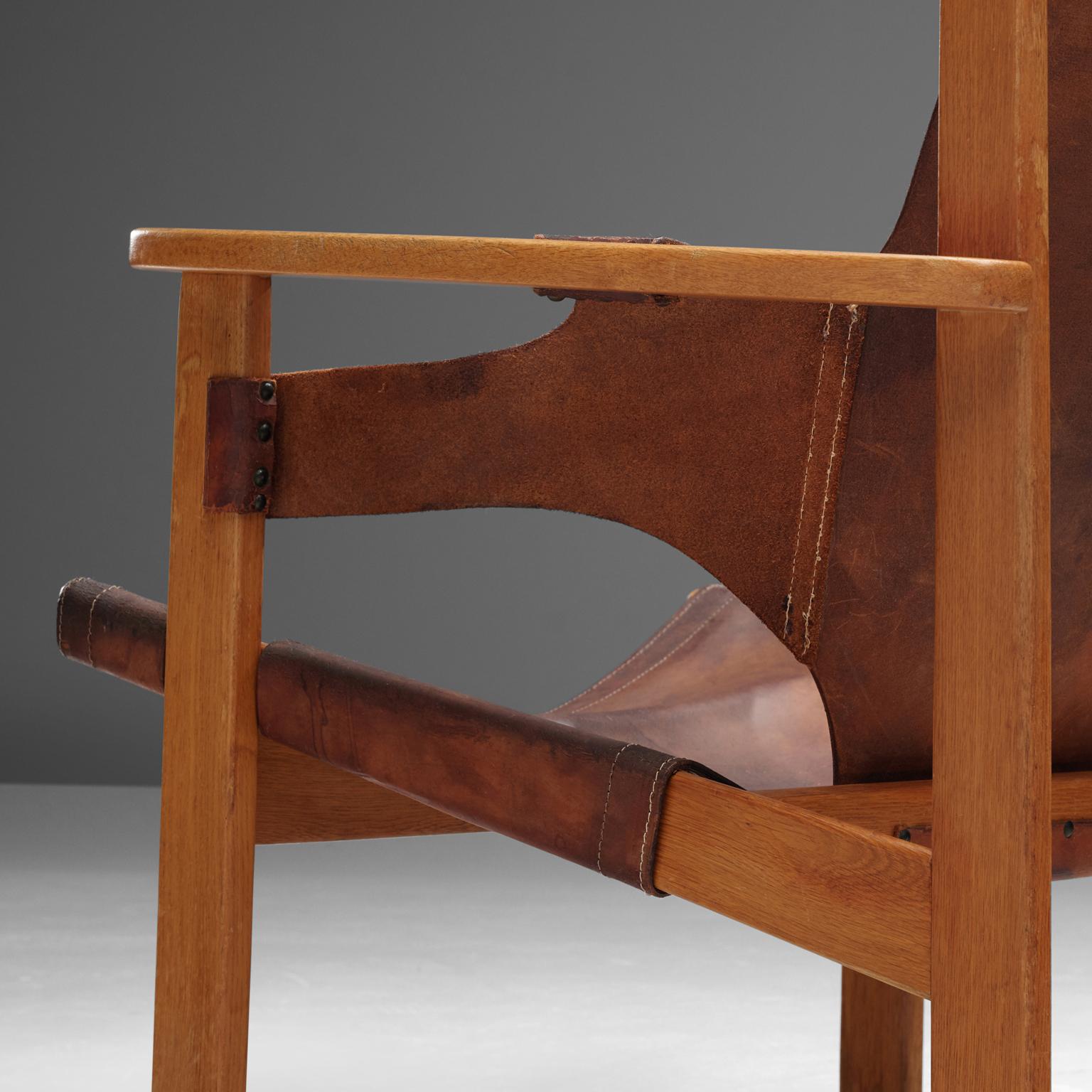 Carl Axel Acking 'Trienna' Chairs in Patinated Brown Leather 1