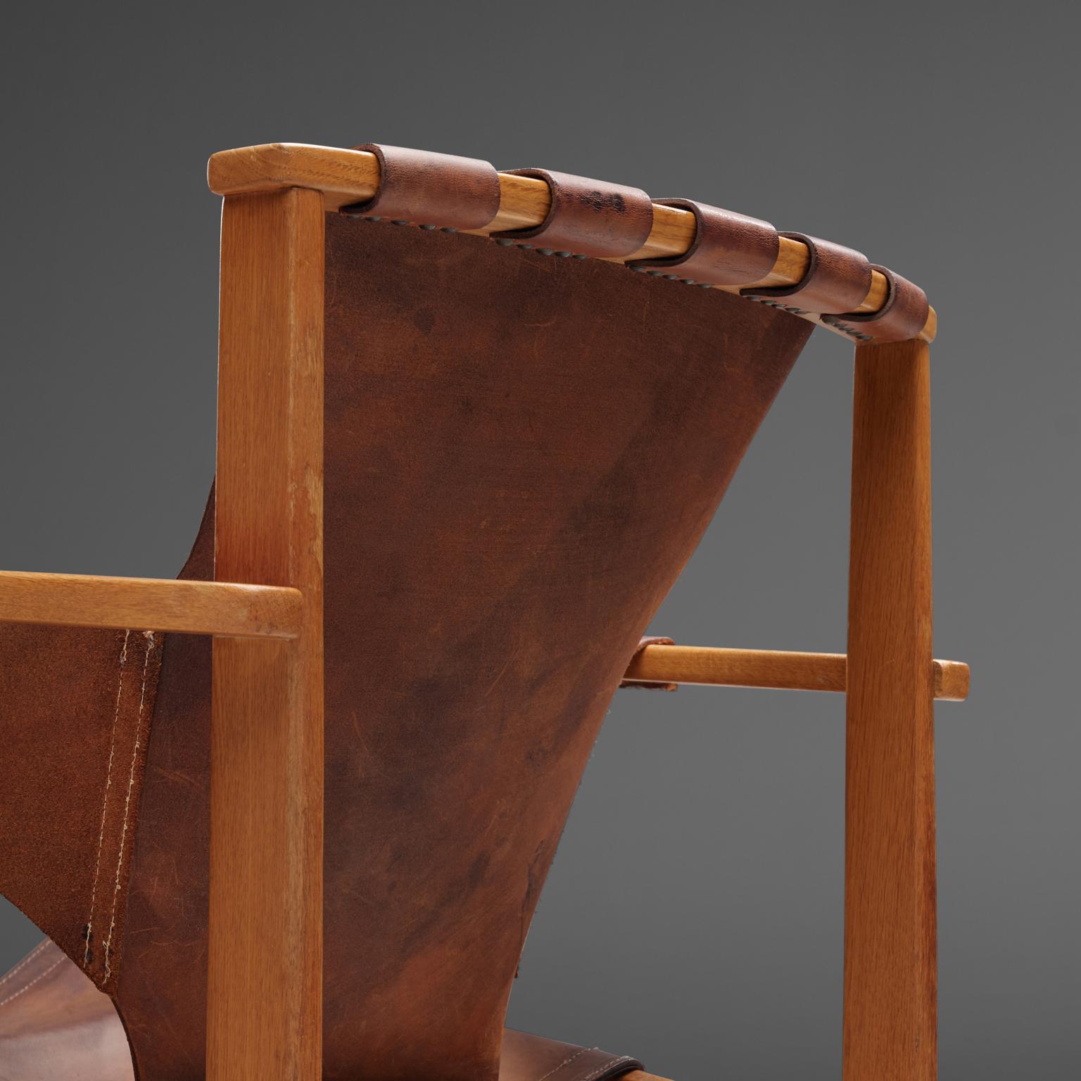 Carl Axel Acking 'Trienna' Chairs in Patinated Brown Leather 2