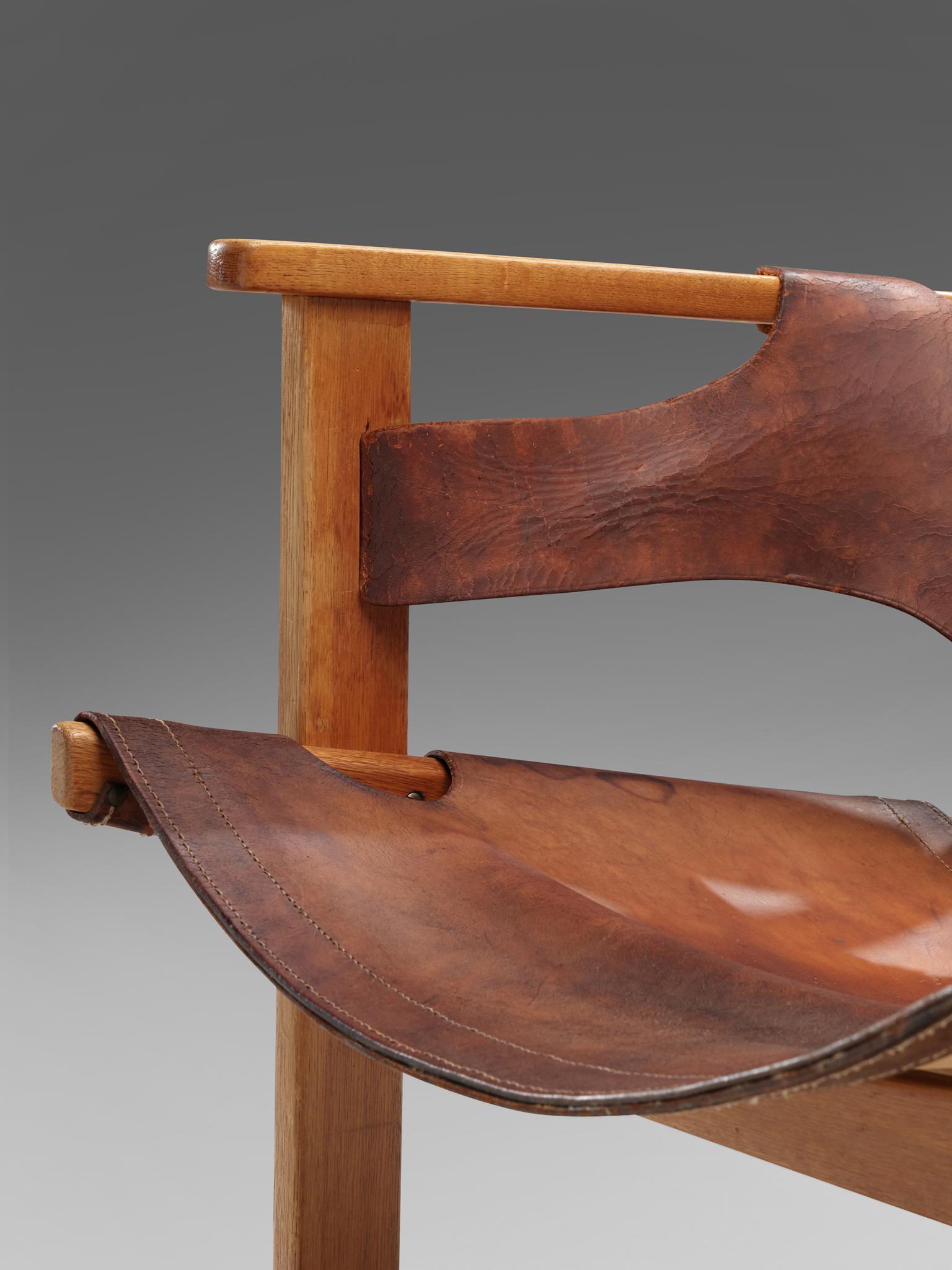 Carl Axel Acking 'Trienna' Chairs in Patinated Brown Leather 3