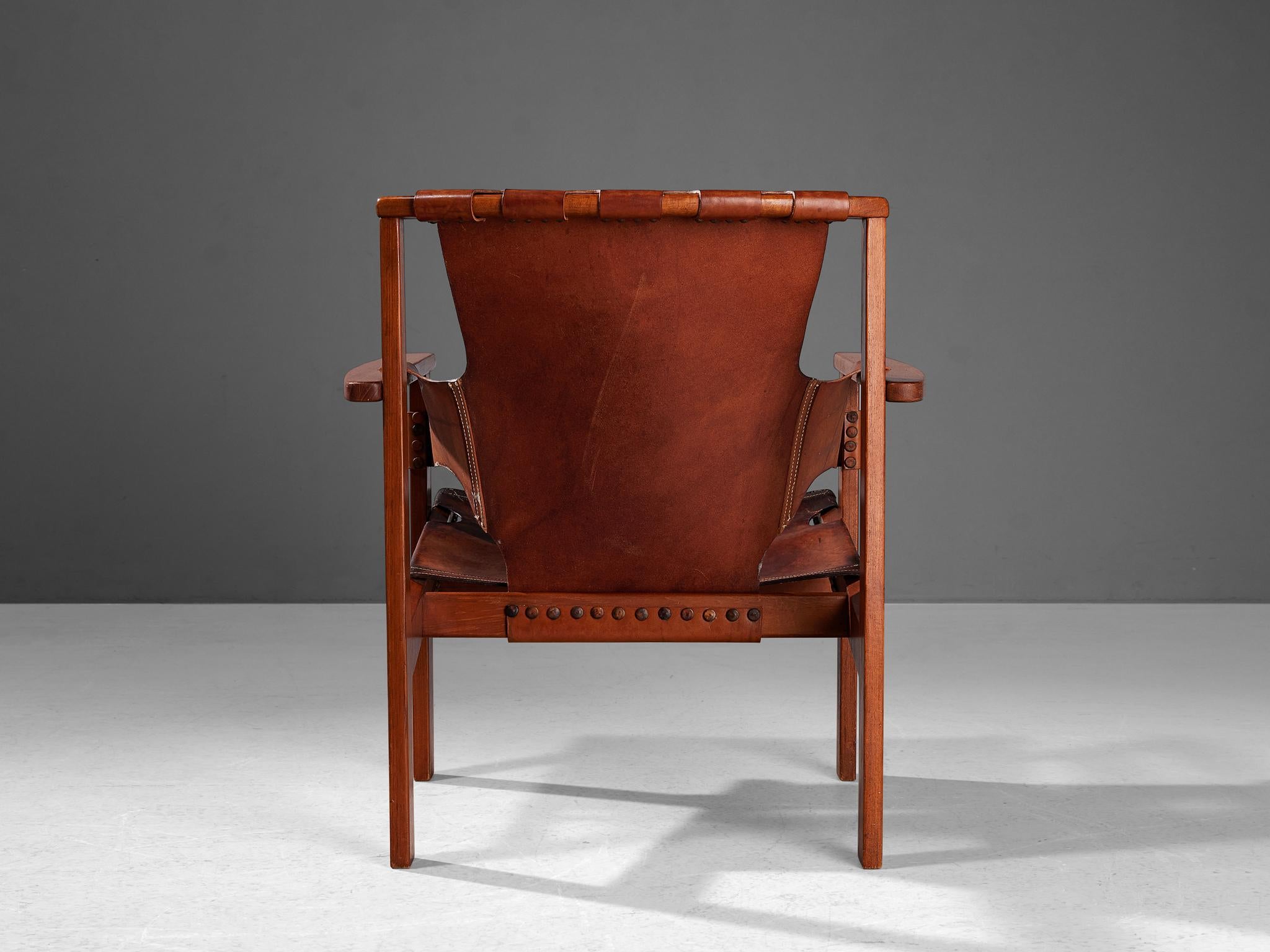 Carl-Axel Acking ‘Trienna’ Lounge Chair in Oak and Patinated Leather  For Sale 2