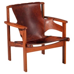 Vintage Carl-Axel Acking ‘Trienna’ Lounge Chair in Oak and Patinated Leather 