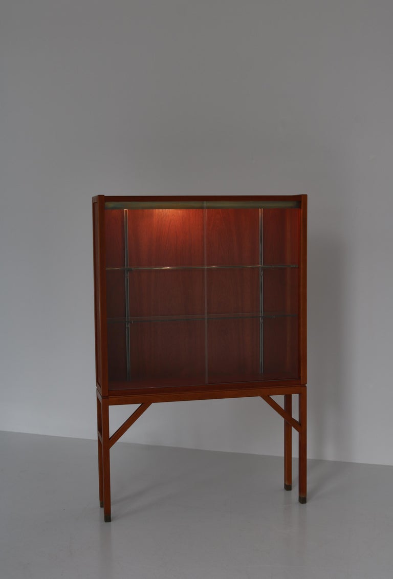 Brass Carl-Axel Acking Vitrine Cabinet in Teakwood & Glass for Bodafors, Sweden, 1960s For Sale