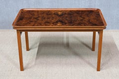 Carl-Axel Acking Walnut Burl and Mahogany Table, Hjalmar Jackson, Sweden, 1930s