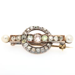 Broche Carl Bacher en diamants colorés et perles, 19e siècle