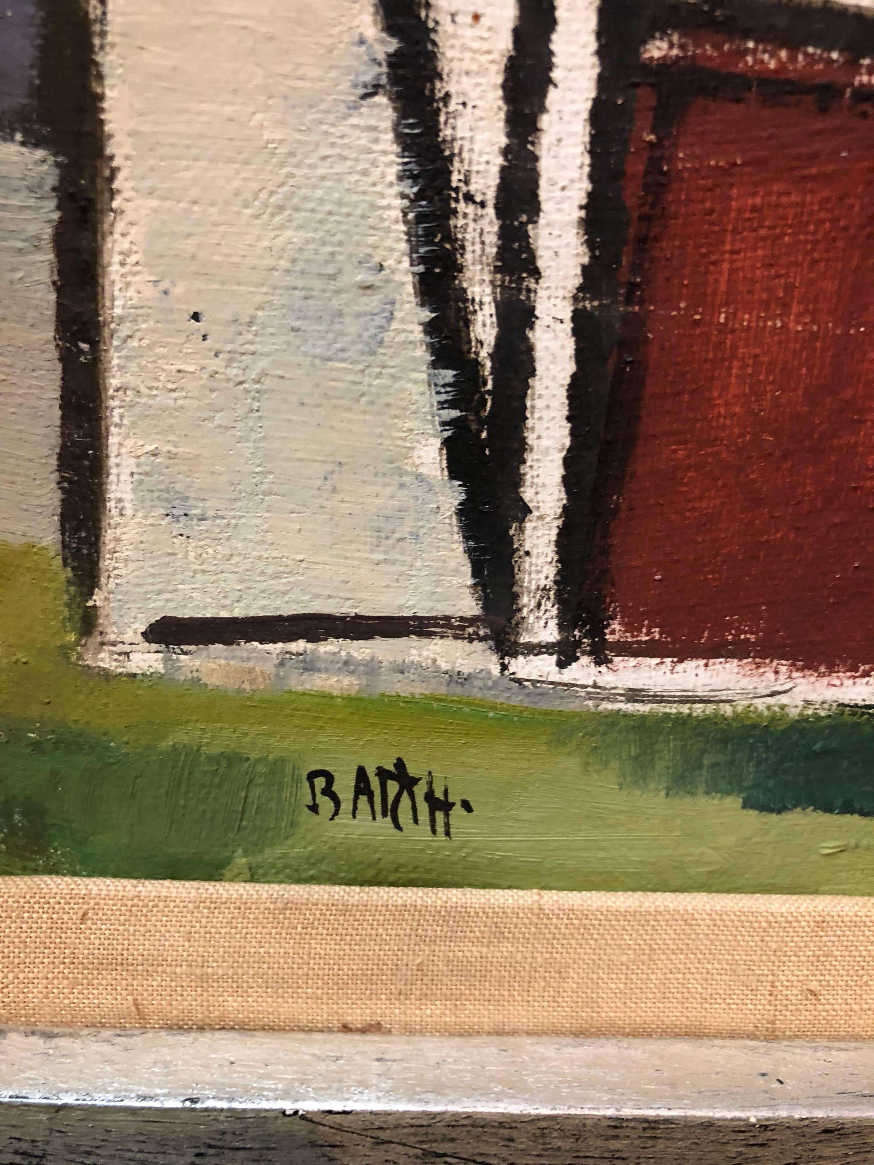 Peinture à l'huile moderniste allemande LOWER RHINE - Beige Landscape Painting par Carl Barth