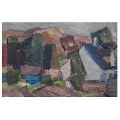 Carl Berndtsson, Swedish painter. Oil on canvas. Abstract landscape