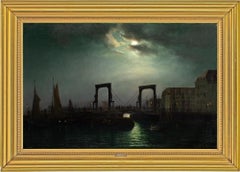 Carl Bille, Abend in der Nähe des alten Knippelsbro in Kopenhagen, Ölgemälde