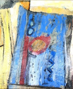 Vintage "Canyon, " Carl Blair, South Carolina, Yellow and Blue Abstract Expressionism