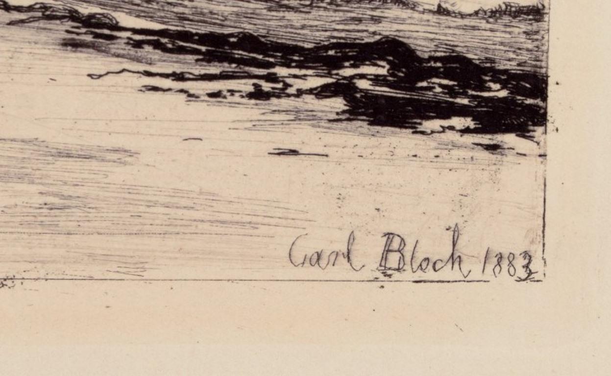 Carl Bloch (1834–1890). Etching on paper. Danish coastal scene.  For Sale 1
