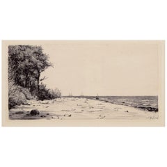 Carl Bloch (1834-1890). Radierung auf Papier. Dänische Küstensszene.