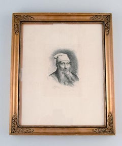 Carl Bloch, "Old man", Etching, 1885