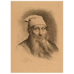 Carl Bloch, "Old man", Etching, 1885