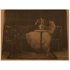Carl Bloch, "Reading lady", Etching