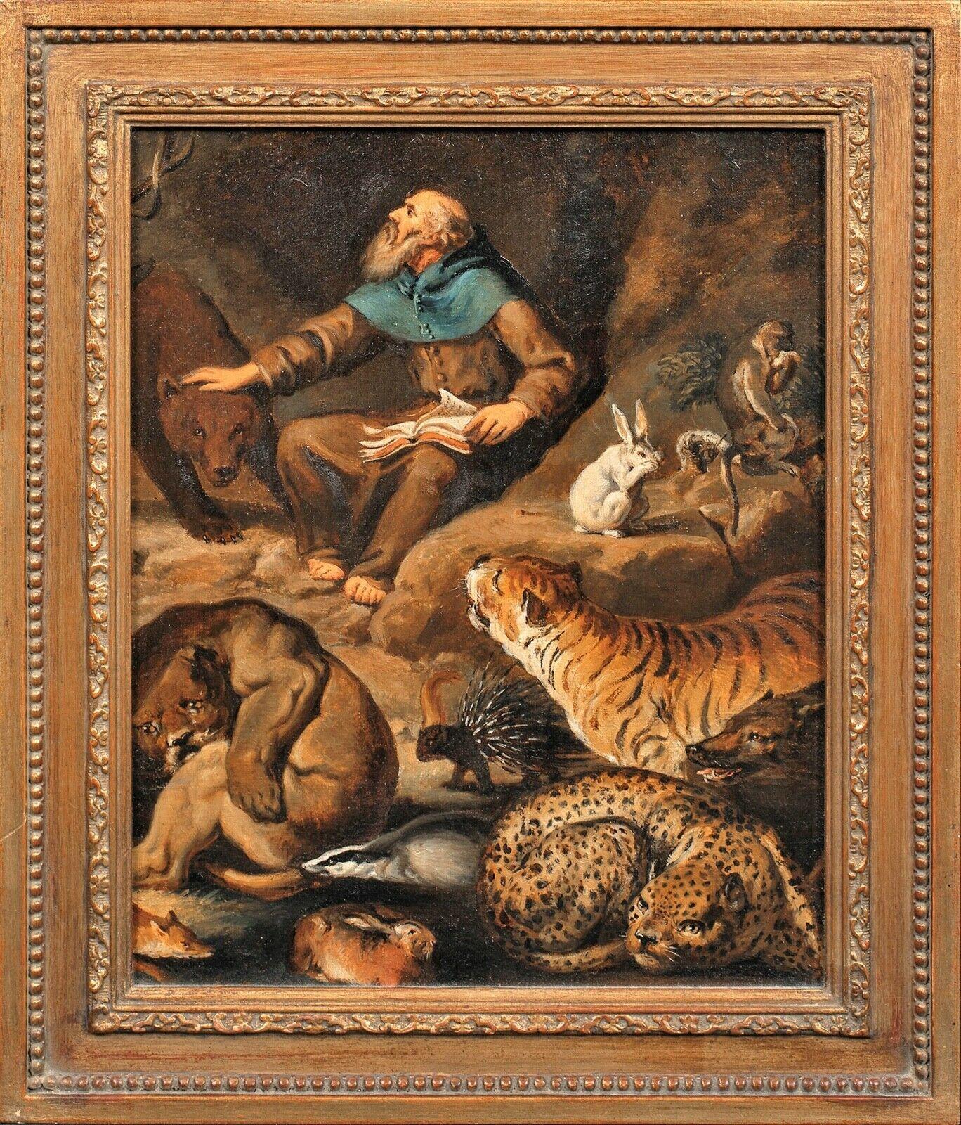 Saint Blaise & The Wild Animals, - Painting by Unknown