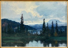 Antique Carl Brandt, Swedish Mountain Landscape, "Nolbykullen and Ljungan"
