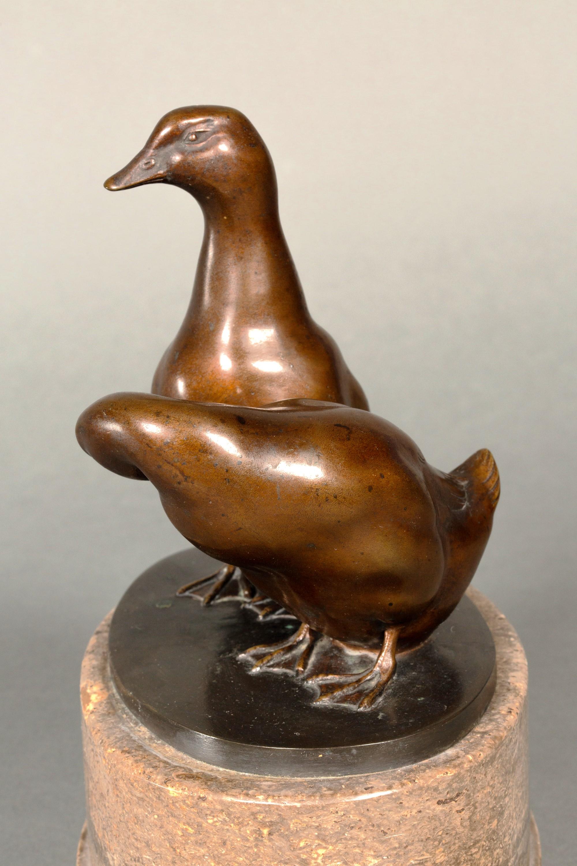 A pair of ducks by Carl August Brasch. - Sculpture by Carl Brasch