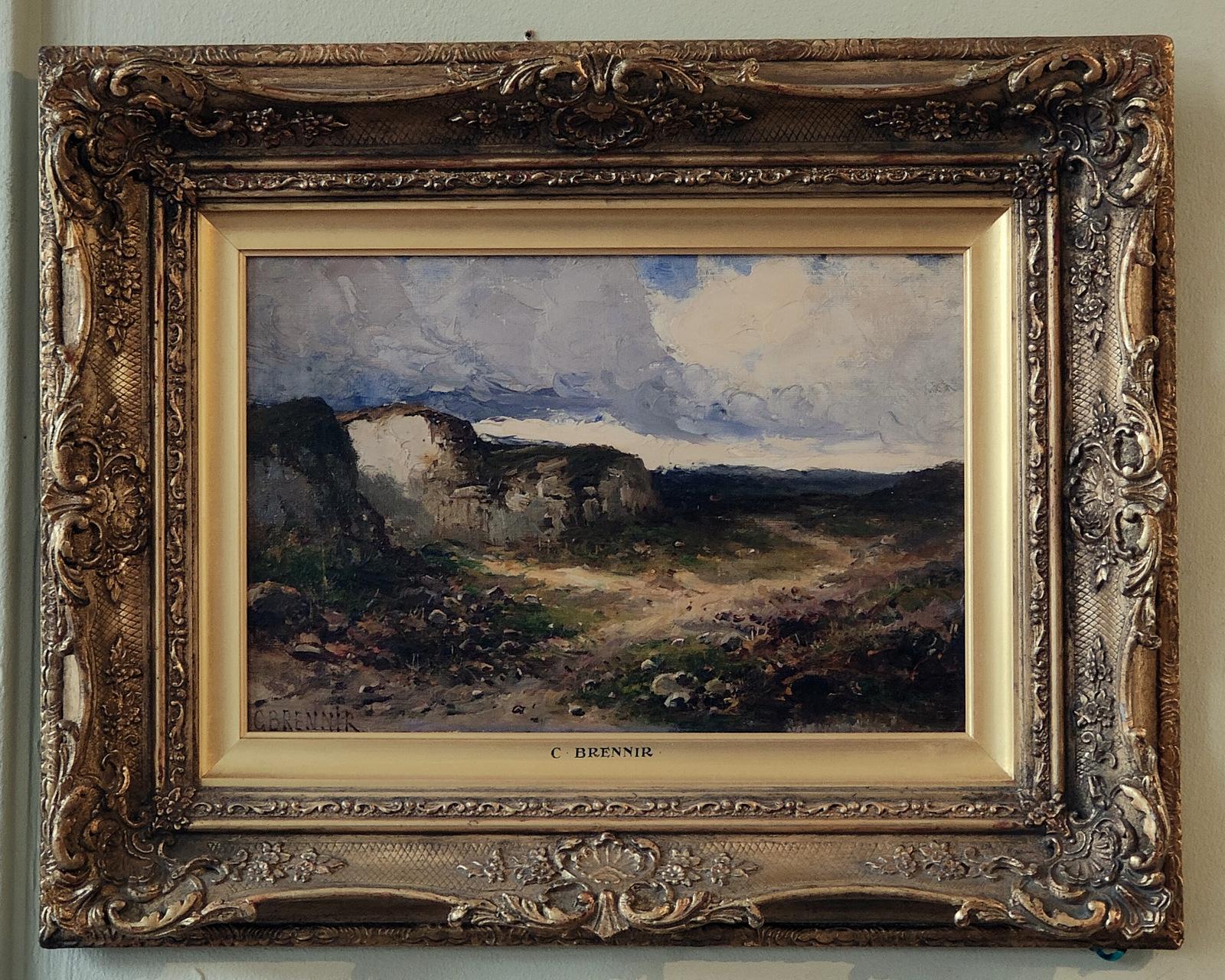 Oil Painting by Carl Brennir  "A Rough Hillside Road Scotland" 1850 -1924 Member of the Nottingham society of artists who also exhibited at the Royal Academy Birmingham and Manchester city of art gallery. Oil on board.

Dimensions unframed:
height