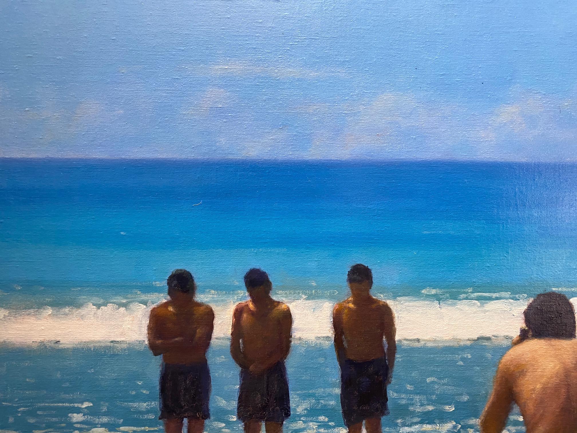 Beach Photo - Blue Figurative Painting by Carl Bretzke