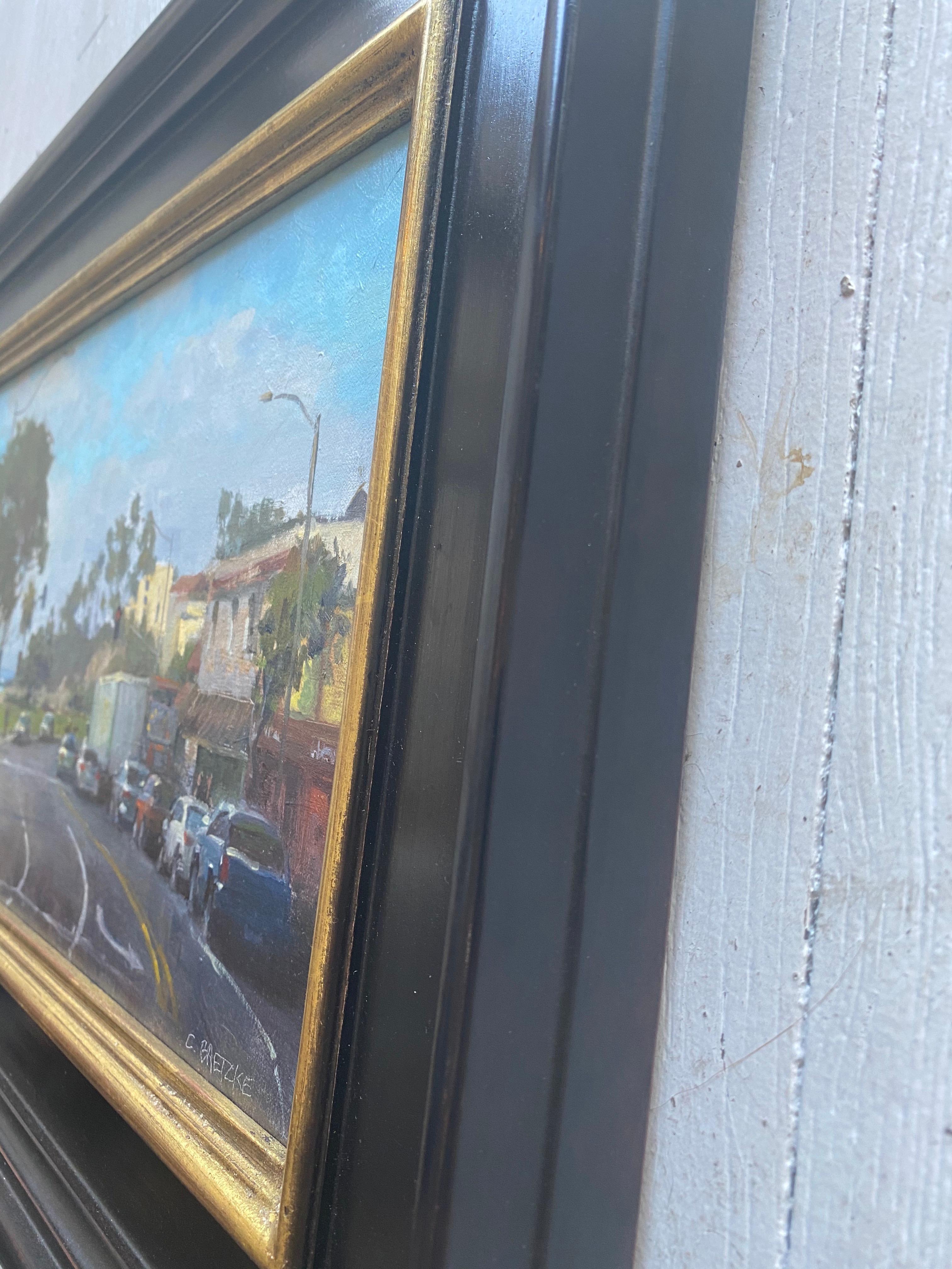 Painted from life, in Laguna Beach, California, Carl Bretzke captures the essence of this bustling 