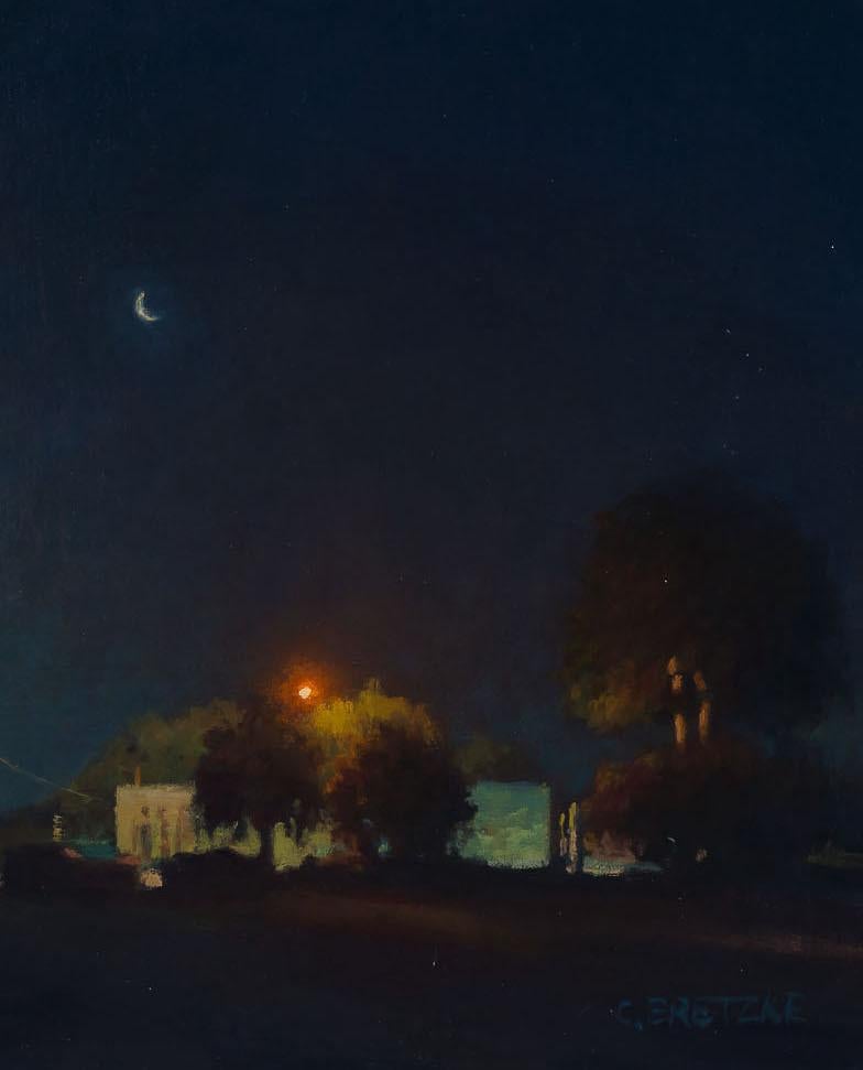 Boatyard - Quarter Moon - Realist Painting by Carl Bretzke