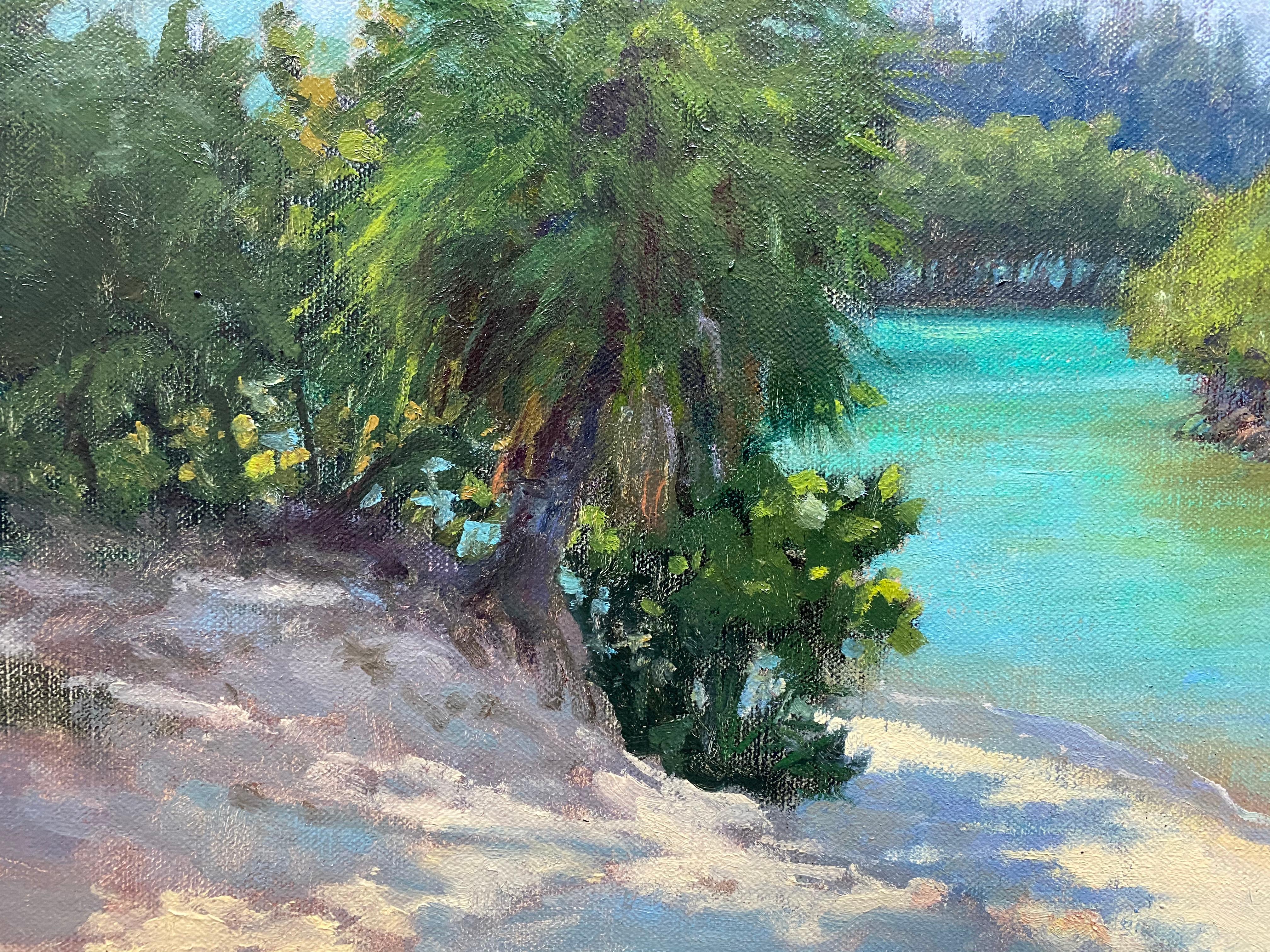 By the Lagoon - Gray Figurative Painting by Carl Bretzke