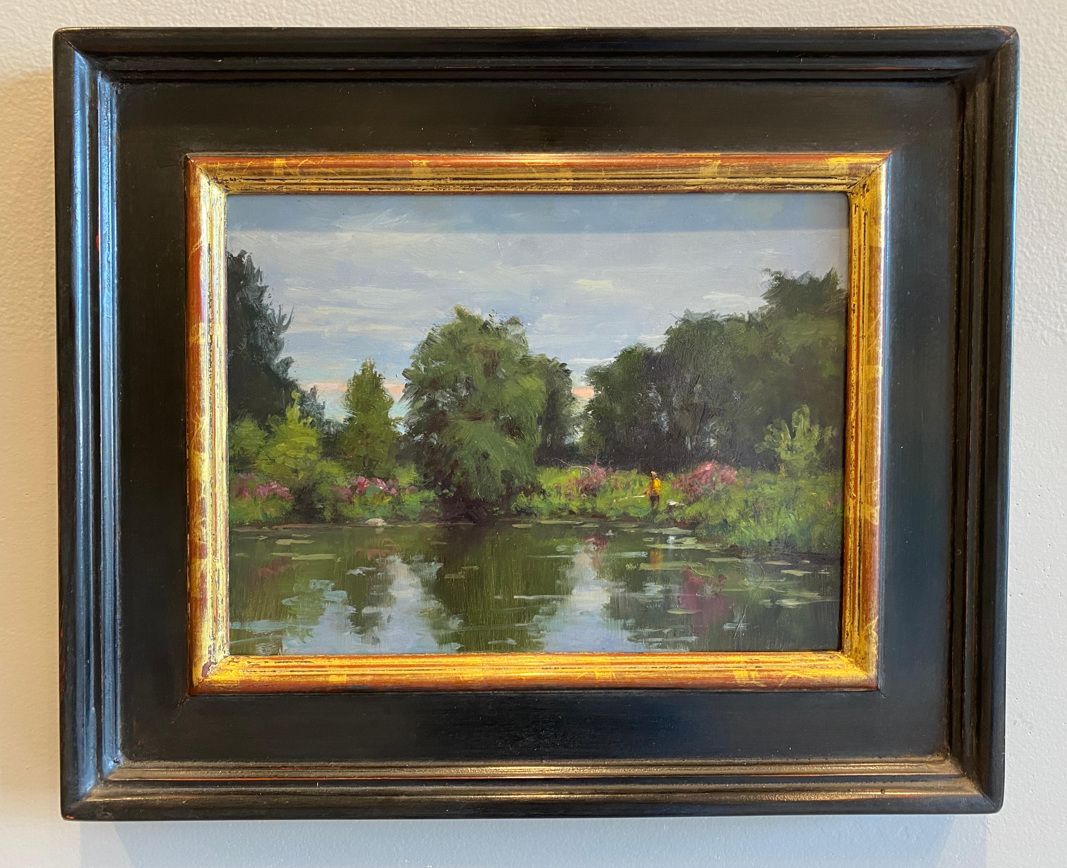 Bewölkter Tag am Teich – Painting von Carl Bretzke