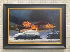 „December Snow on Cars“ 2023 Schneewittchen-Gemälde des amerikanischen Realismus in Minnesota