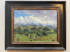 "Dying to Stay in Maui" oil painting, Hawaiian landscape, sunshine on graveyard