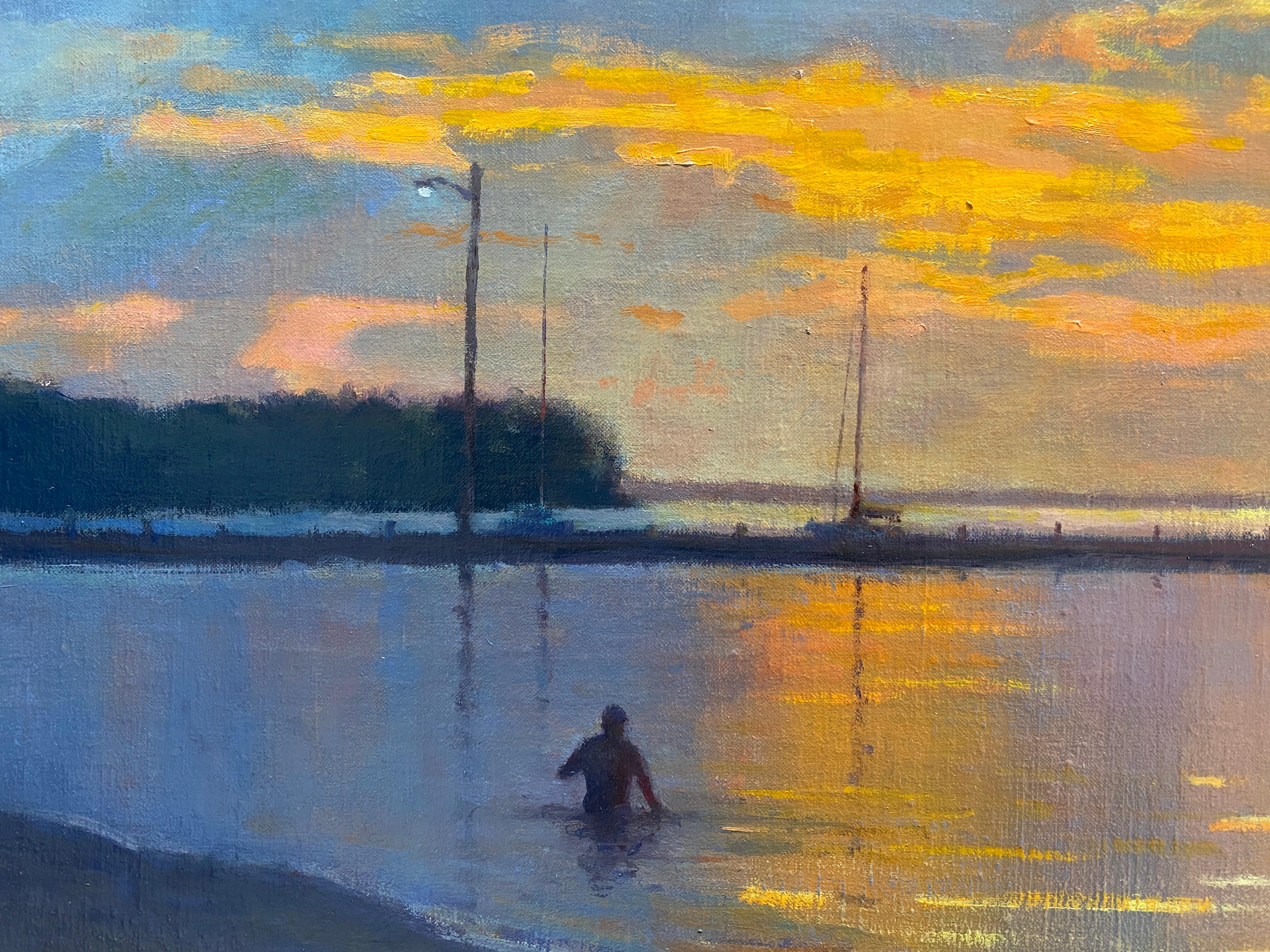Great Lakes Grandeur - 2023 Peinture à l'huile réaliste américaine au coucher du soleil dans le Minnesota en vente 7