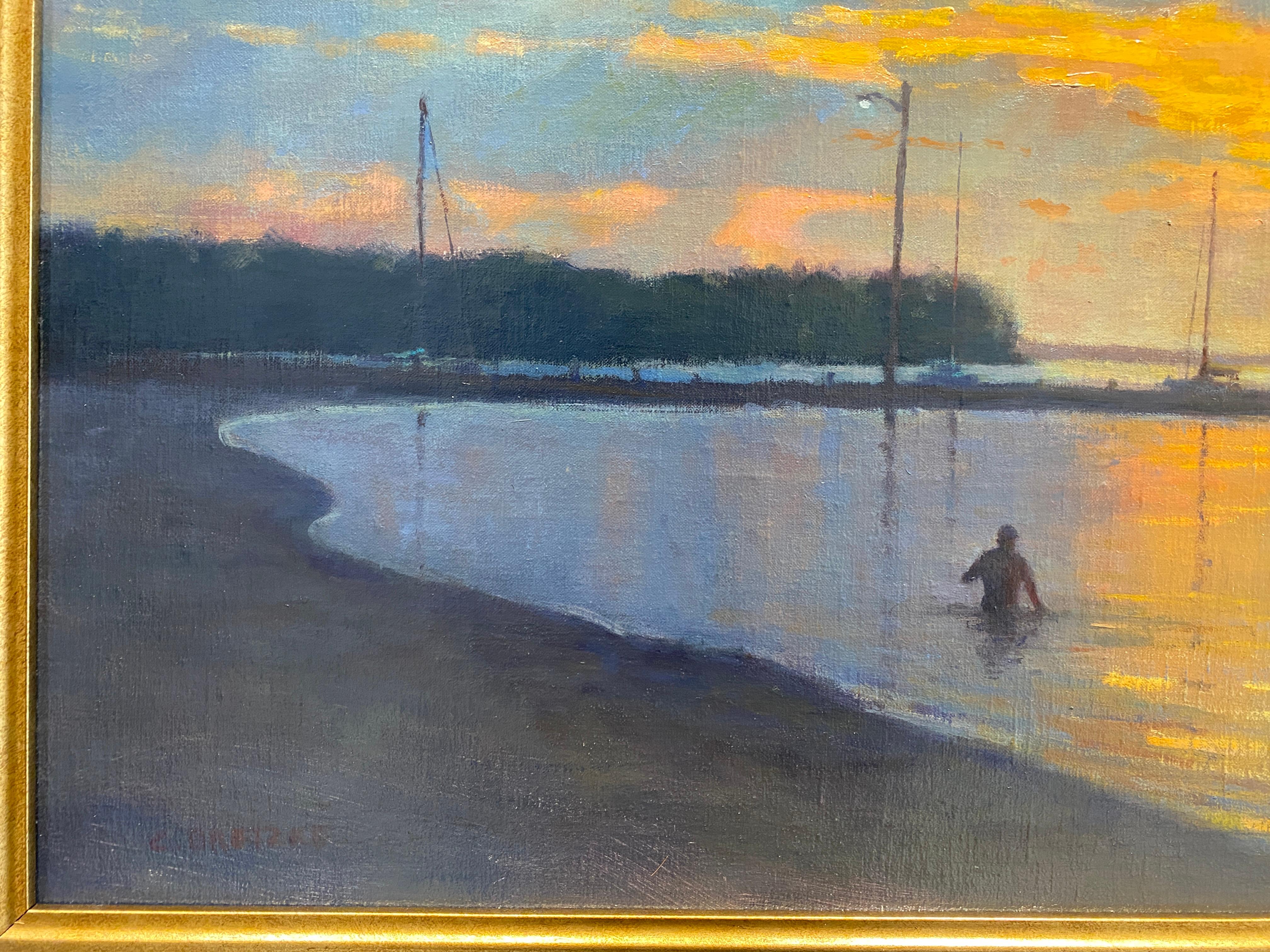Great Lakes Grandeur - 2023 Peinture à l'huile réaliste américaine au coucher du soleil dans le Minnesota en vente 1