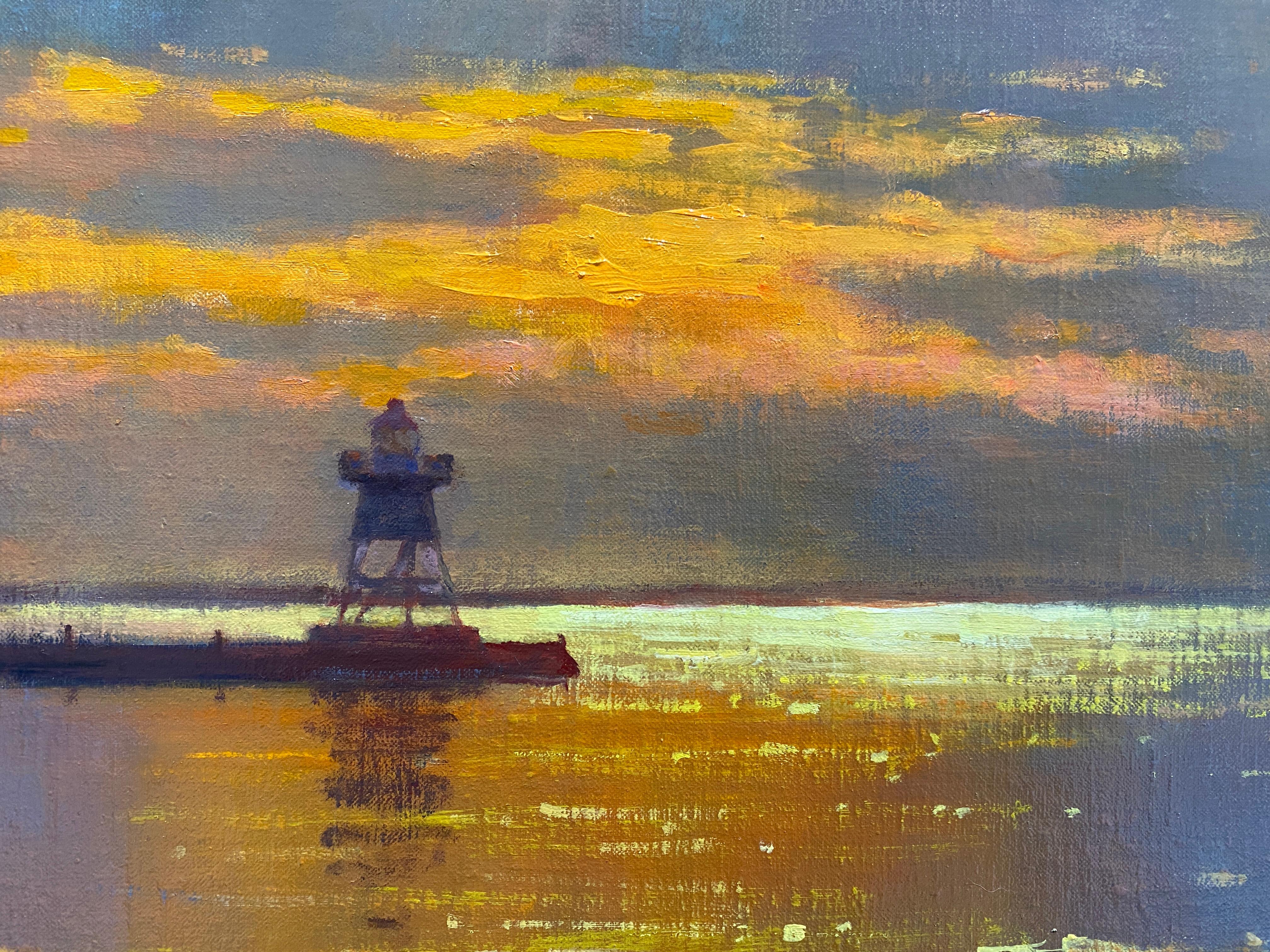 Great Lakes Grandeur - 2023 Peinture à l'huile réaliste américaine au coucher du soleil dans le Minnesota en vente 4