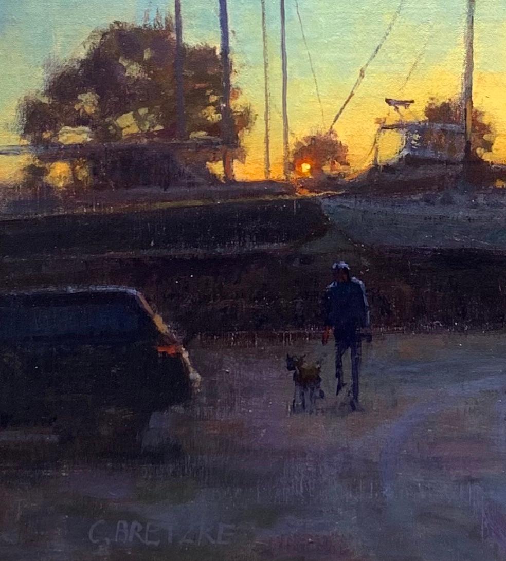 Late Dusk at the Boatyard - Painting by Carl Bretzke