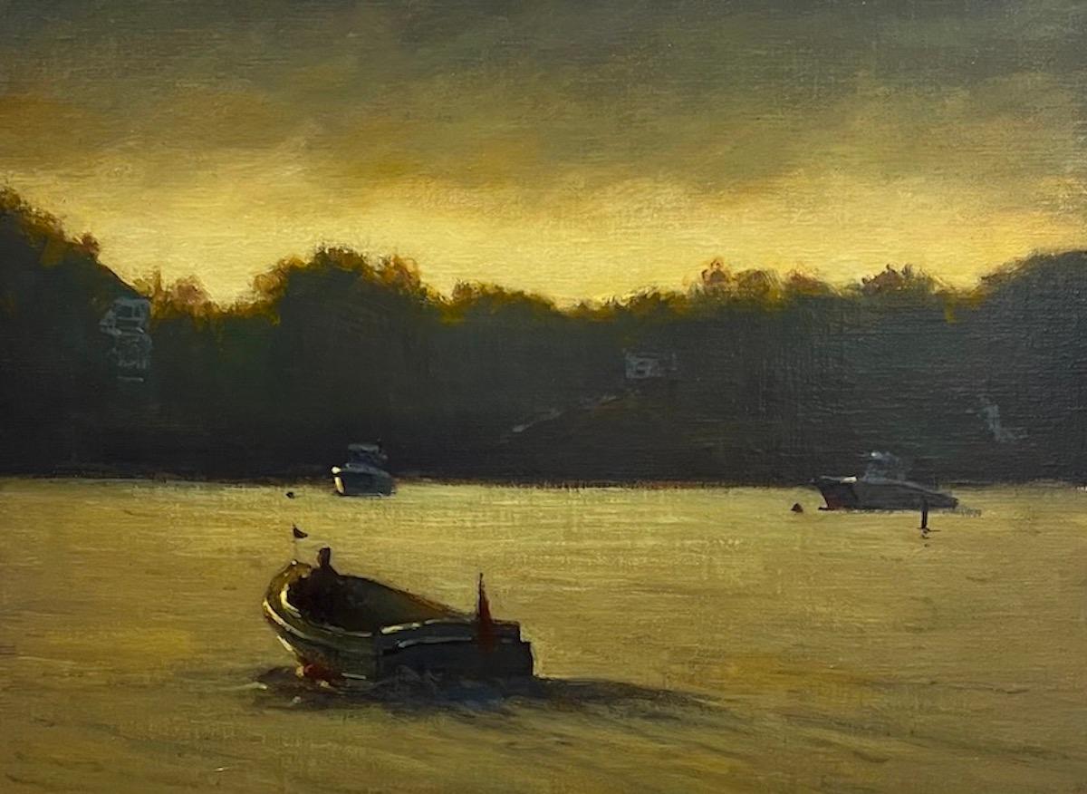 Carl Bretzke Landscape Painting - Leaving Sag Harbor by Boat