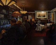“Lobby Bar, American Hotel” oil painting of iconic Hampton's restaurant interior