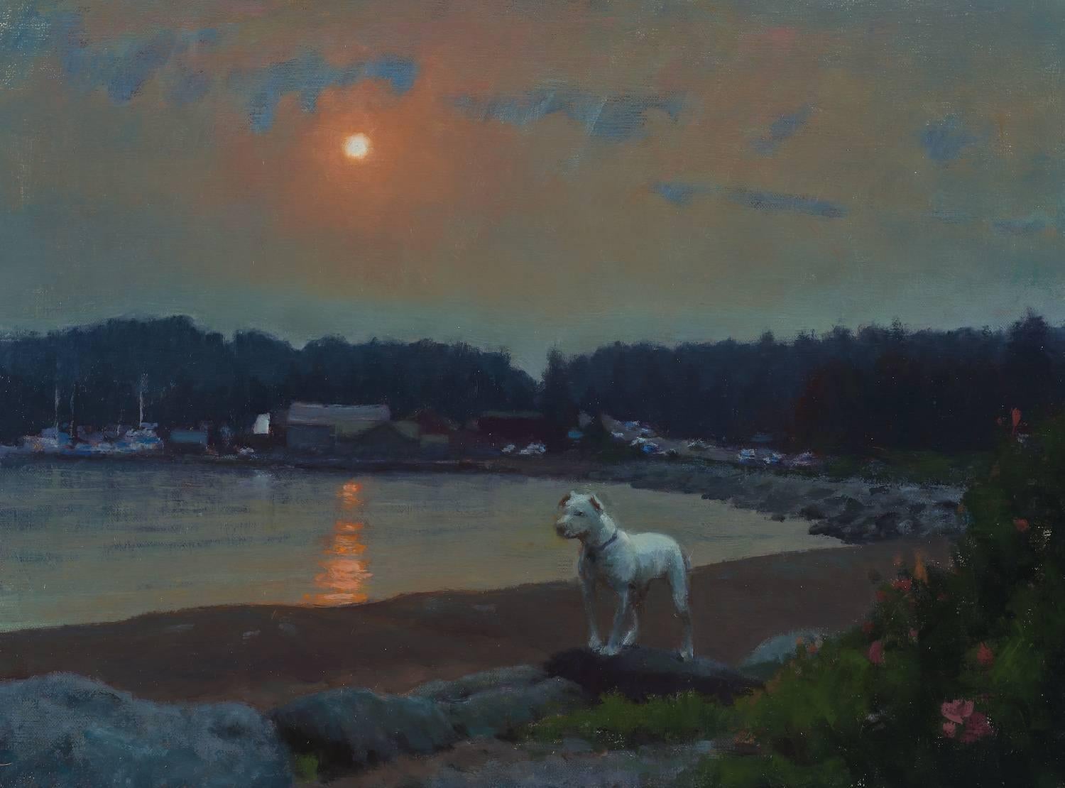 Carl Bretzke Animal Painting - Low Sun, Noble Dog