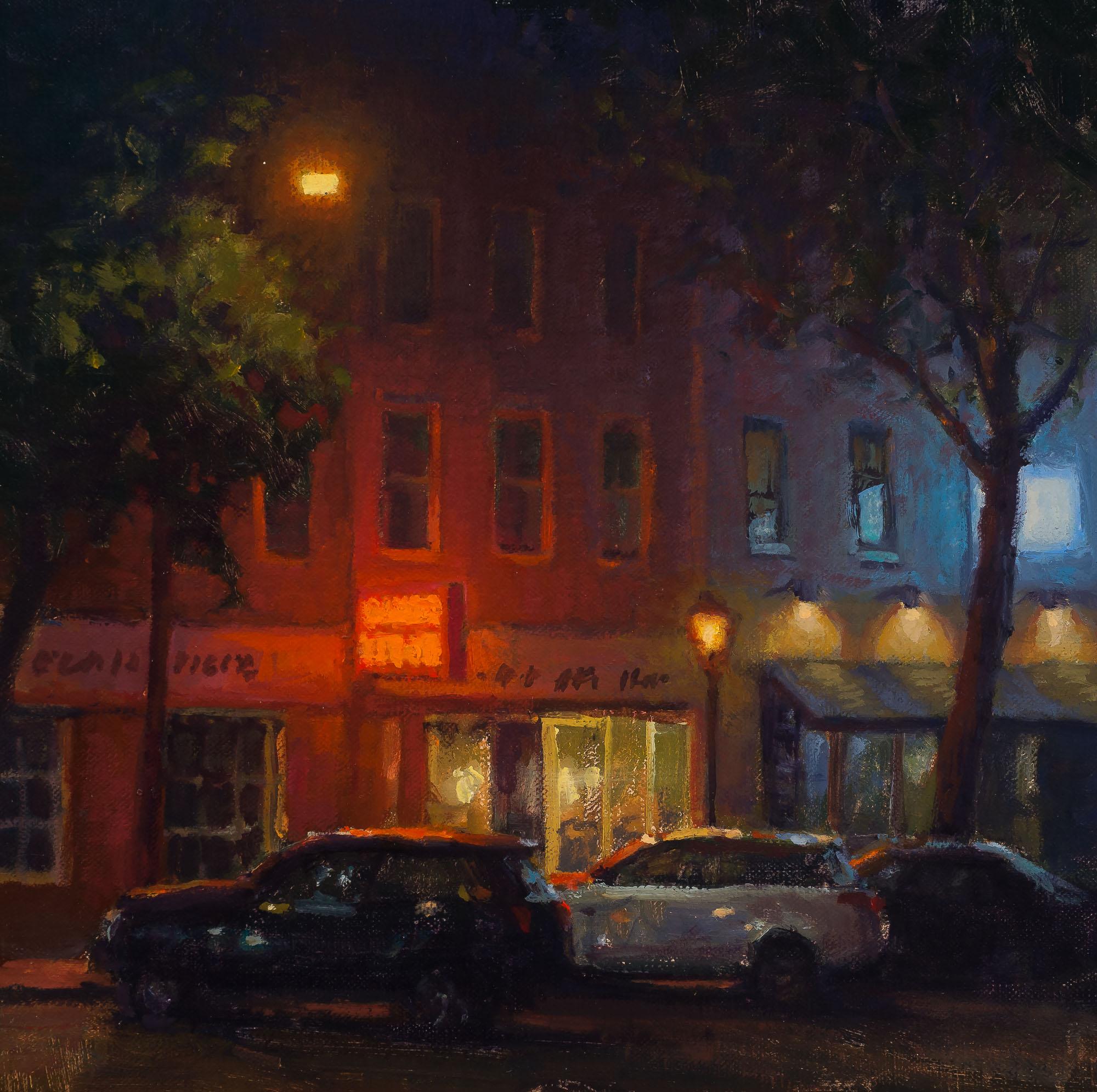 Carl Bretzke Figurative Painting - Main Street Liquors