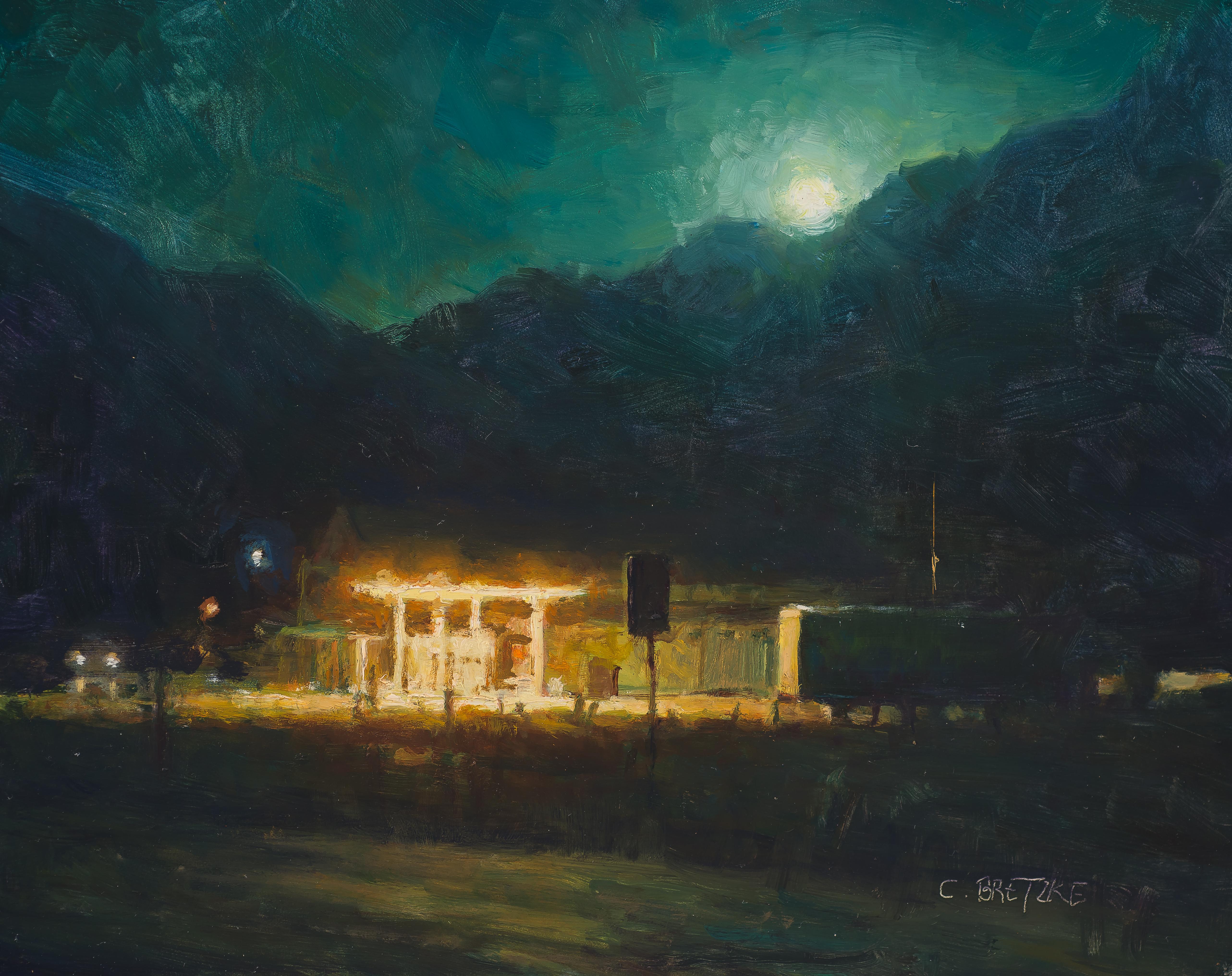 Carl Bretzke Abstract Painting - Moon Over Telluride Station