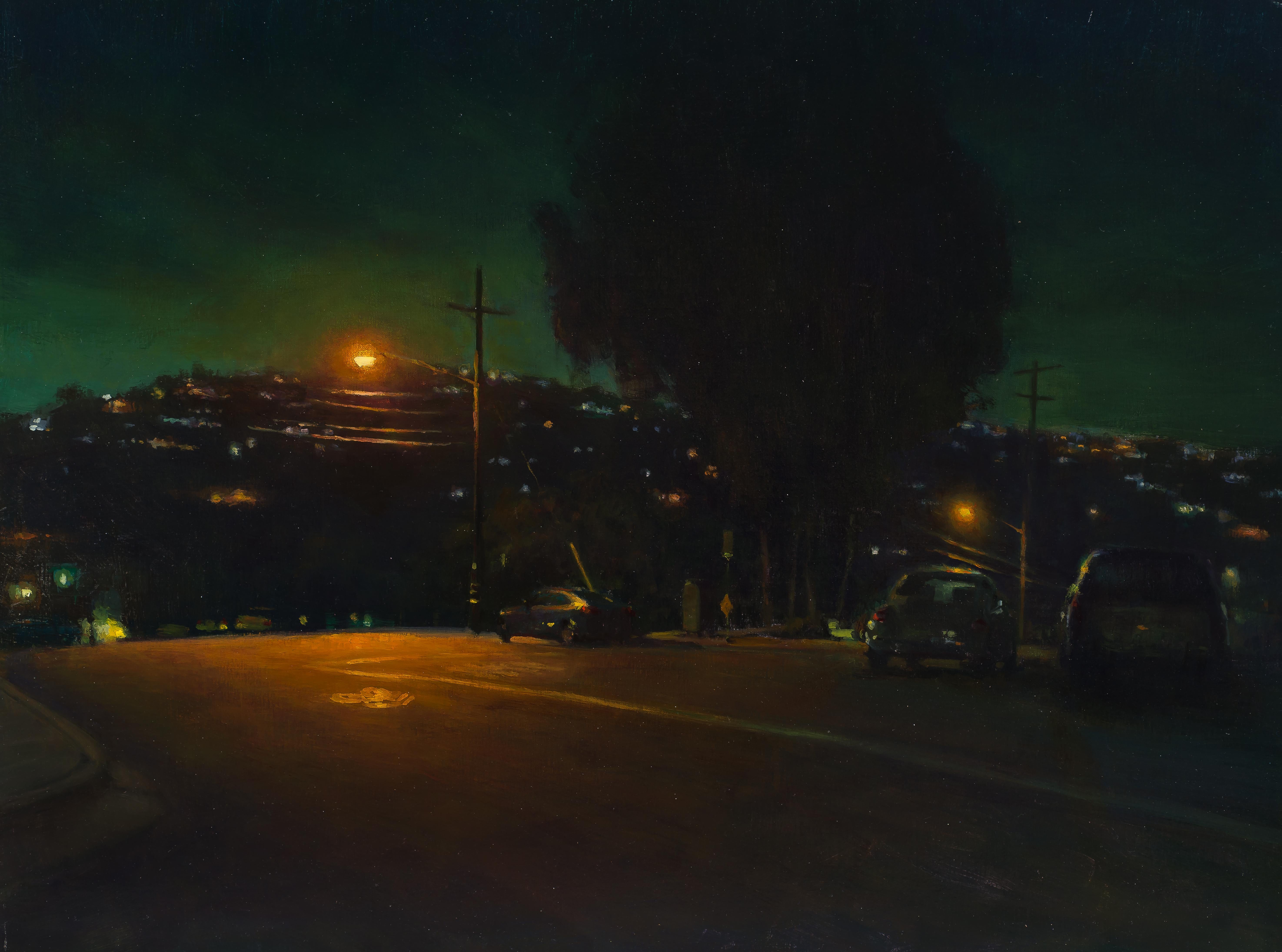 Quiet Night on Cliff Drive - Painting by Carl Bretzke