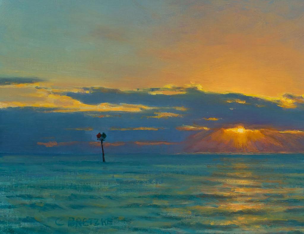Puesta de sol sobre el Canal - Painting de Carl Bretzke