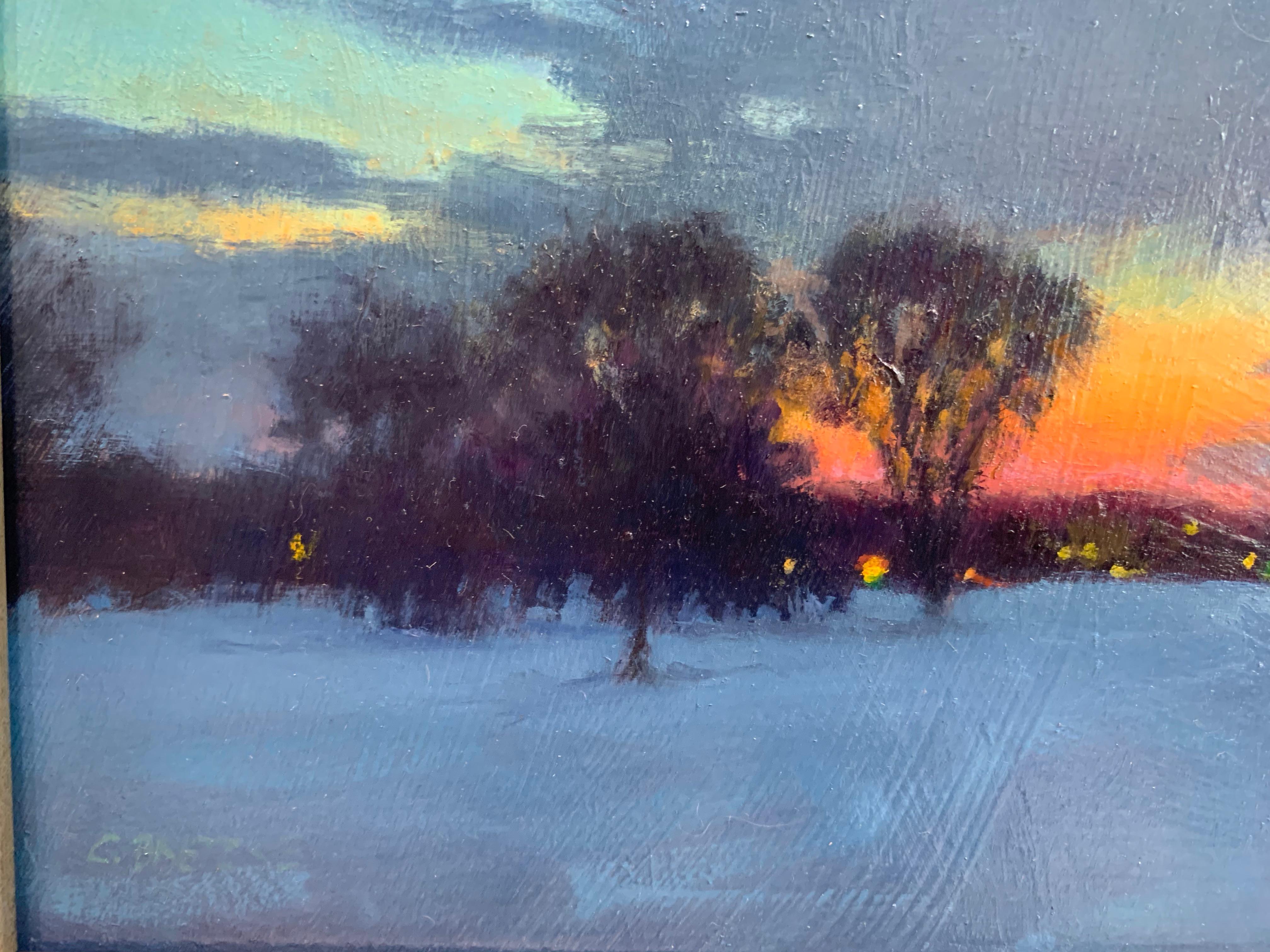 Winter Field, Late Dusk - American Realist Painting by Carl Bretzke
