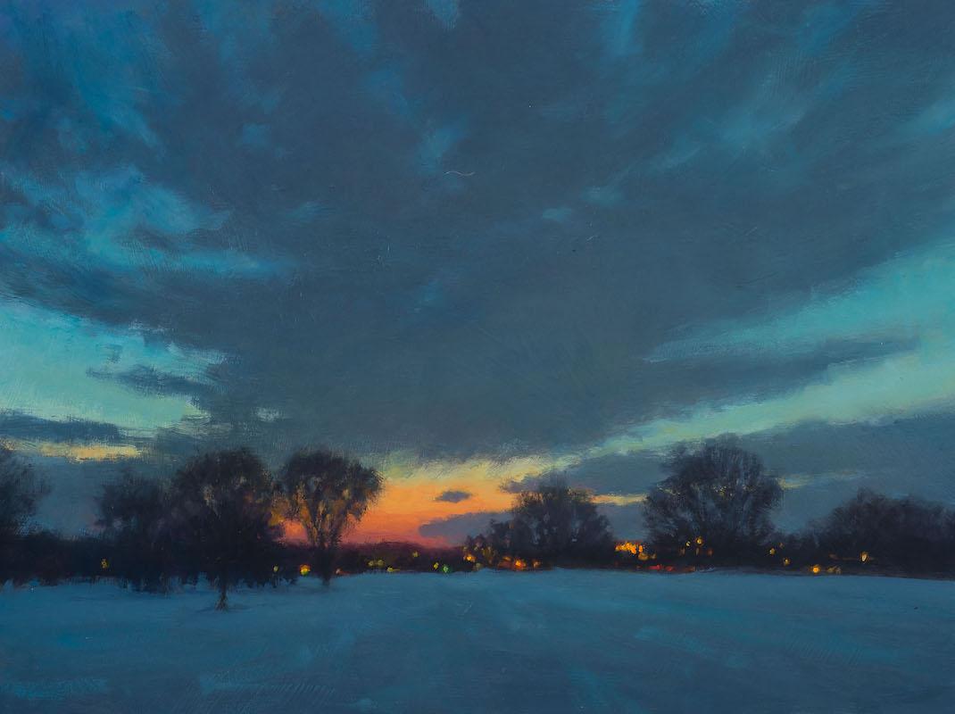 Carl Bretzke Landscape Painting - Winter Field, Late Dusk