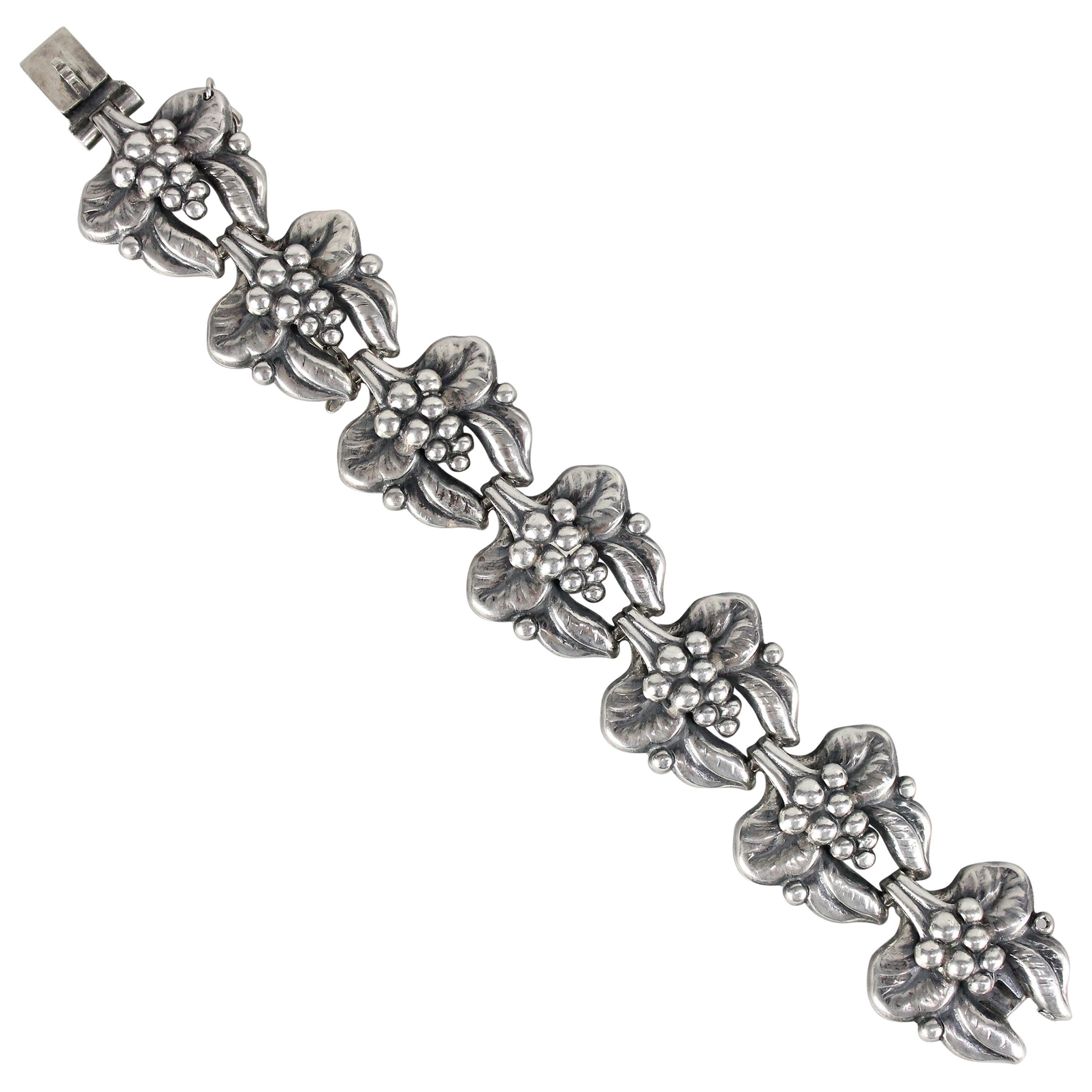 Antique Danish Silver Charm Bracelet with 5 Charms For Sale at 1stDibs