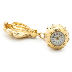 Carl Bucherer 18 Karat Yellow Gold Vintage Fan Pin with Ball Watch Drop