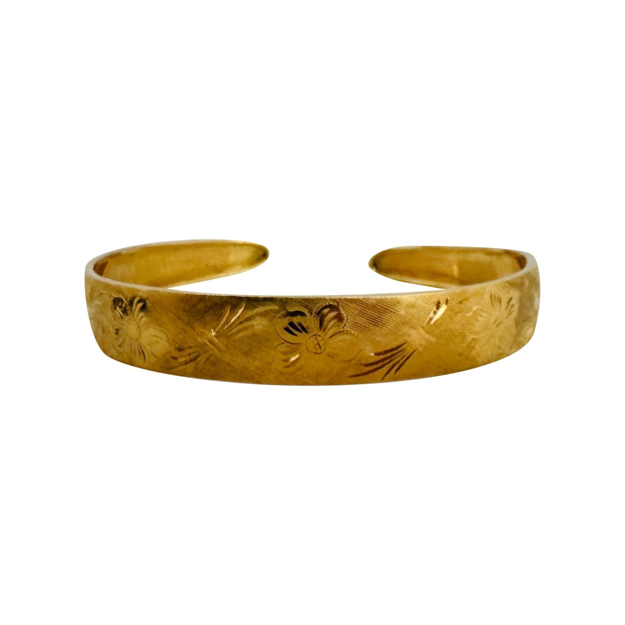 Carl Bucherer 18k Gelbgold 9,8g Floral Satin Finish Manschettenarmband 6,5