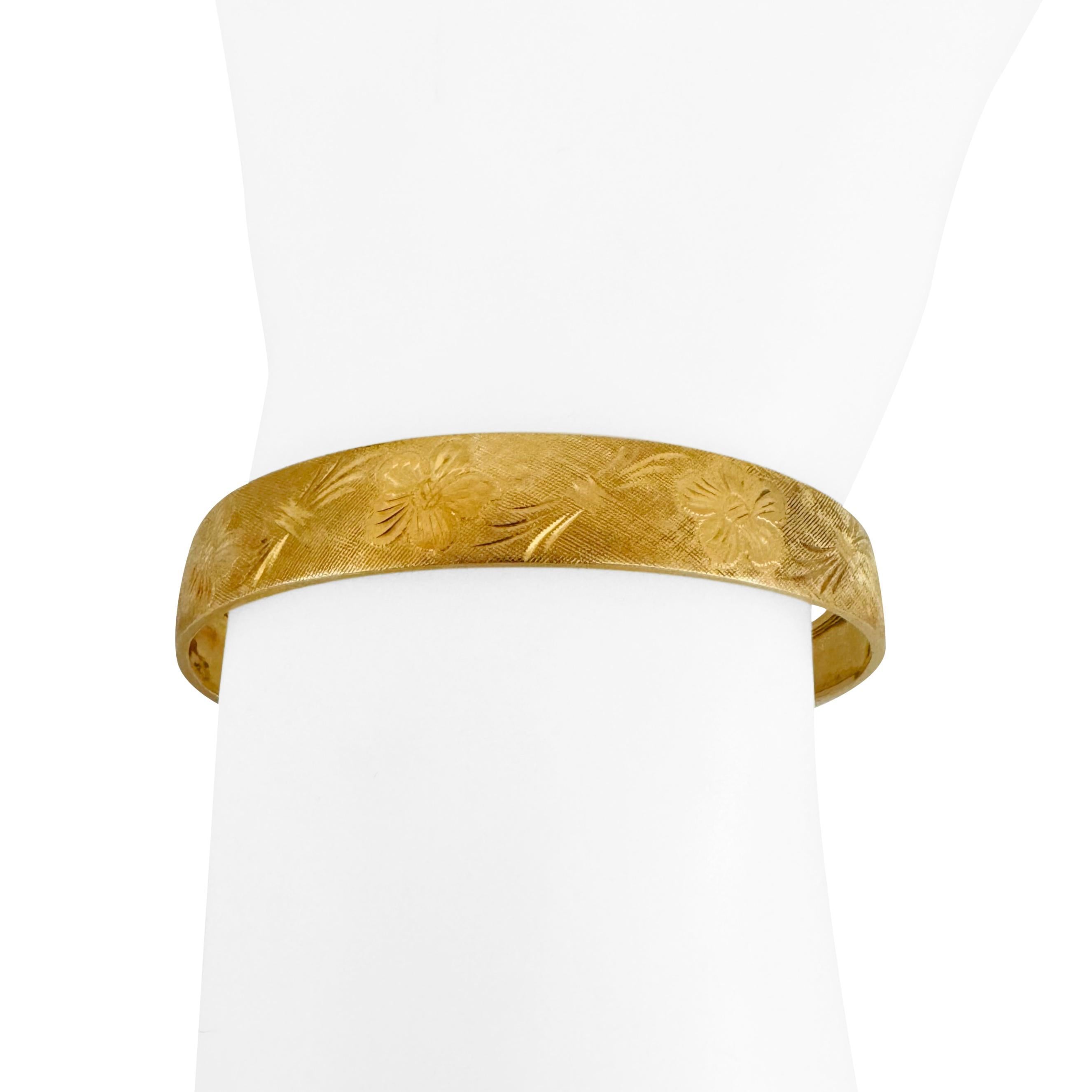 Carl Bucherer 18k Gelbgold 9,8g Floral Satin Finish Manschettenarmband 6,5