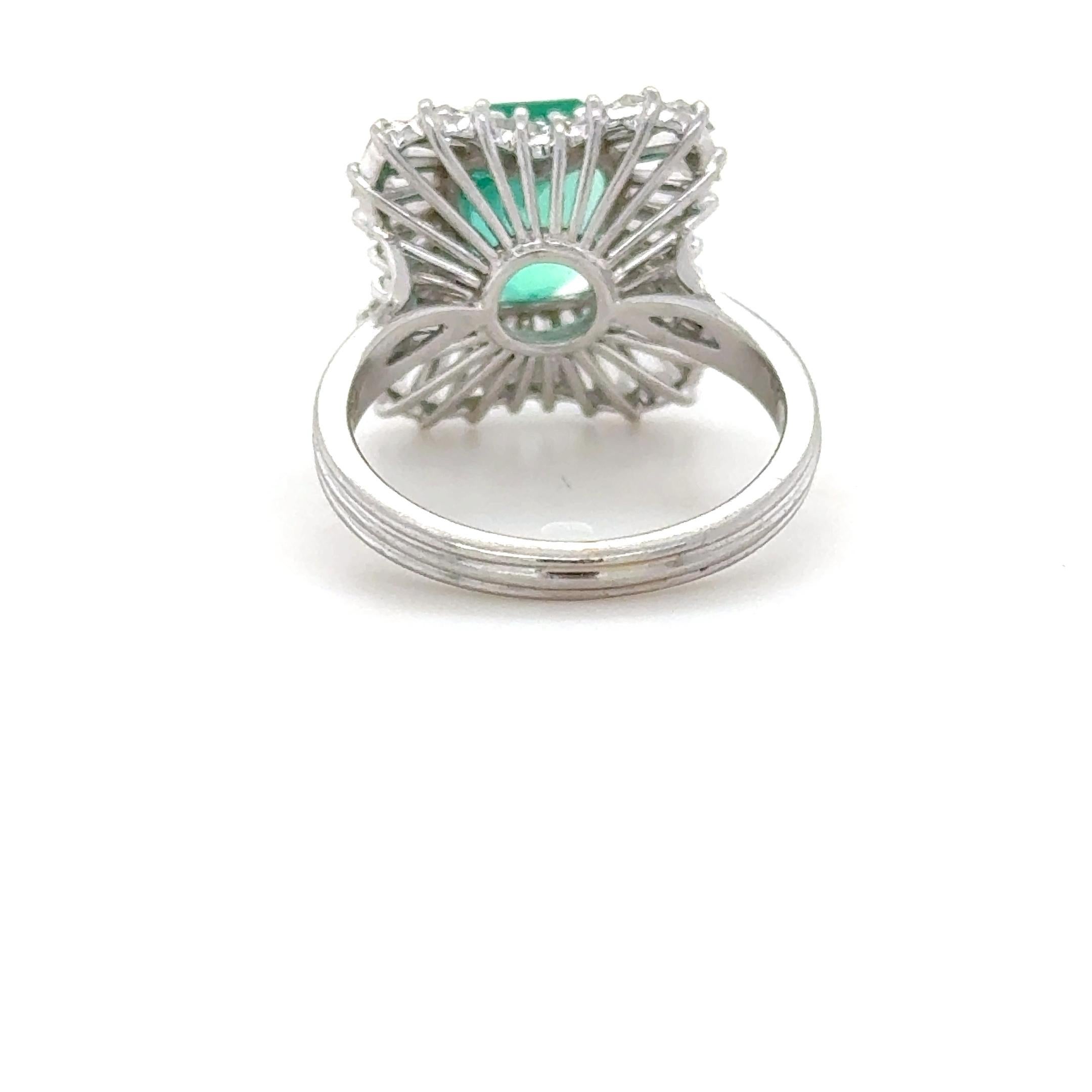 Emerald Cut Carl Bucherer, Emerald and Diamond Ballerina Ring For Sale