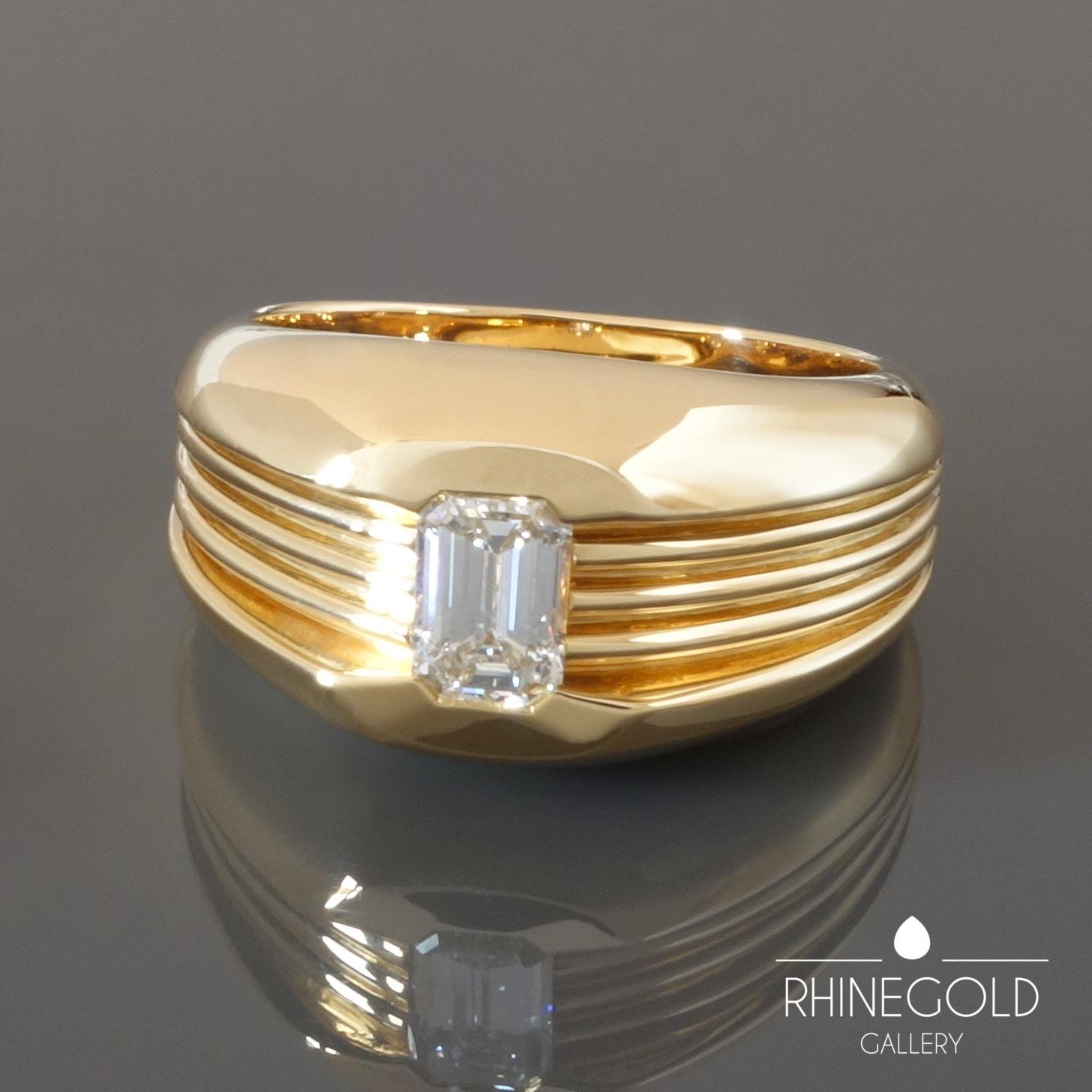 Carl Bucherer Emerald Cut Diamond Rose Gold Gents Men’s Ring 1