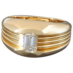 Vintage Carl Bucherer Emerald Cut Diamond Rose Gold Gents Men’s Ring