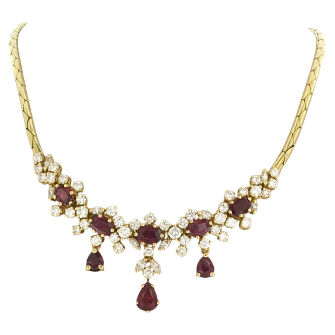 CARL BUCHERER necklace with ruby and brilliant cut diamond up to 2.50ct 18k gold For Sale