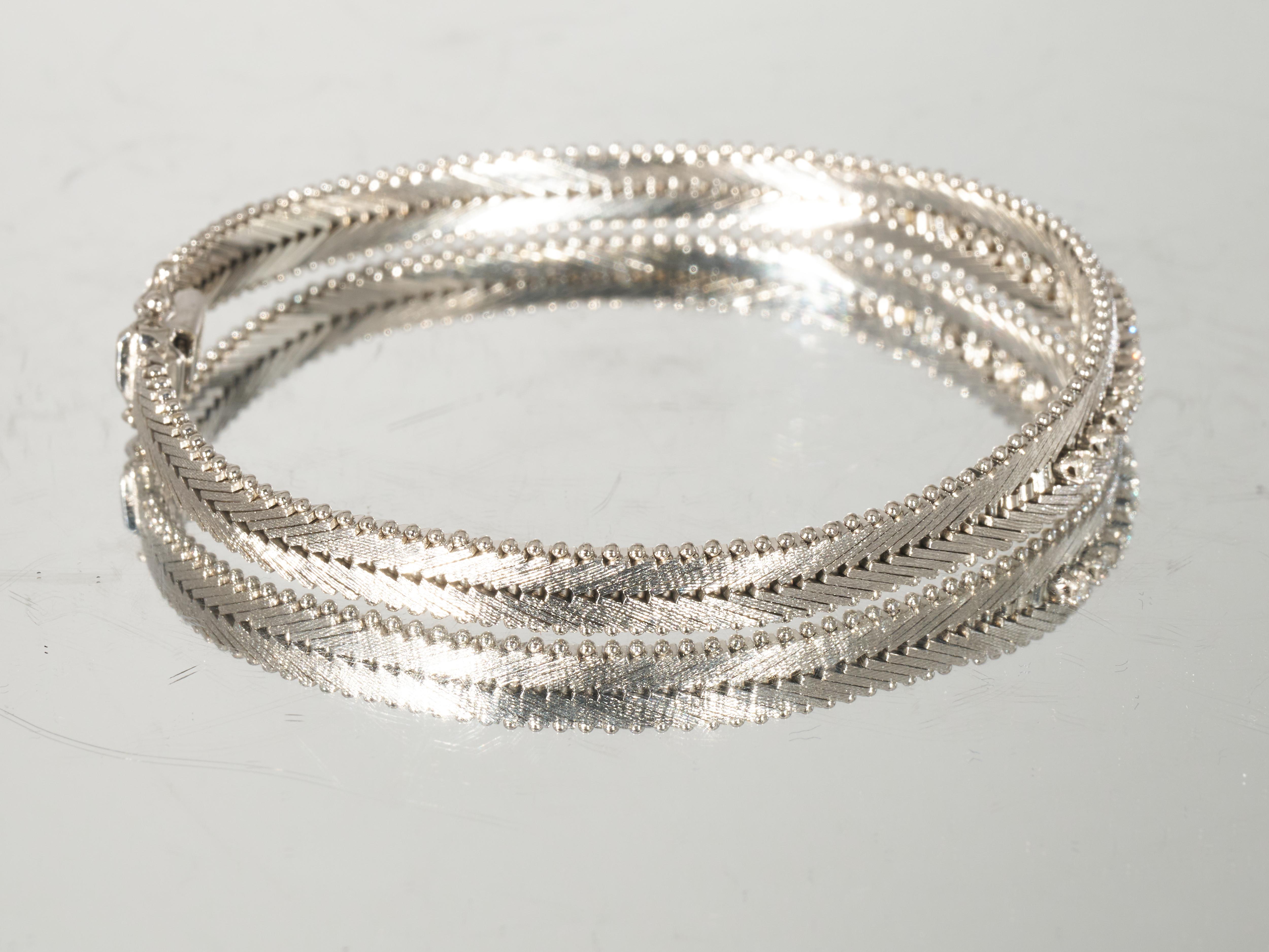 Carl Bucherer Diamond 18K White Gold Tennis Bracelet 0.5CTS Circa 1960s 1970s For Sale 4